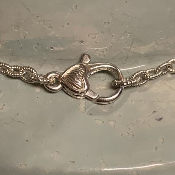 Judith Ripka Necklace Sterling Silver and CZ Heart Station Necklace 16 Inches - Picture 8 of 8